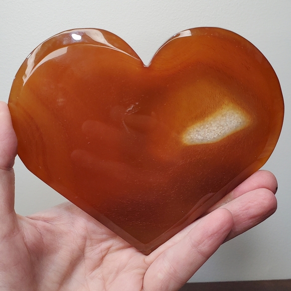 Large Carnelian Crystal Heart With Druzy - Picture 11 of 12